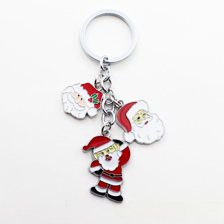 Wholesale Christmas Santa Claus Bell Snowflake Drop Oil Zinc Alloy Keychain